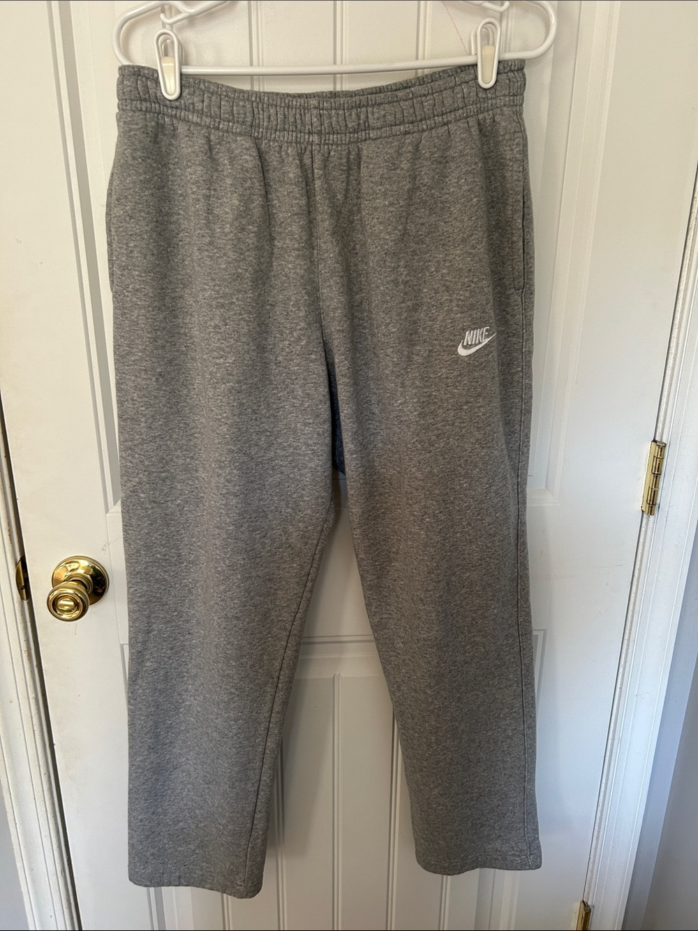 Nike Gray Fleece Joggers with White Swoosh